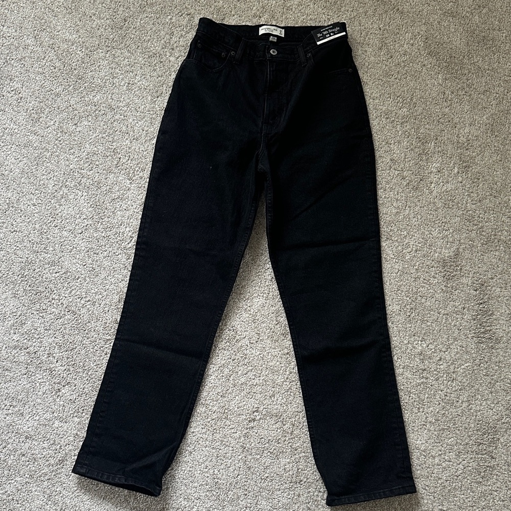 Abercrombie & Fitch The 90s Straight Curve Love Black Jeans